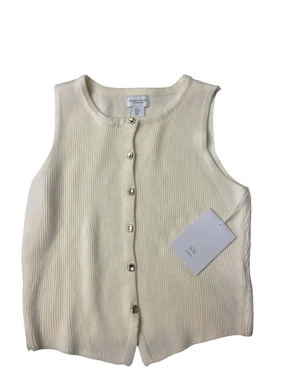 Song of Style Cream Button-Front Knit Cardigan